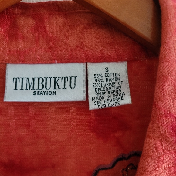 Timbuktu Station Vintage Embroidered Floral Blazer Women's XL Jacket - Picture 3 of 7